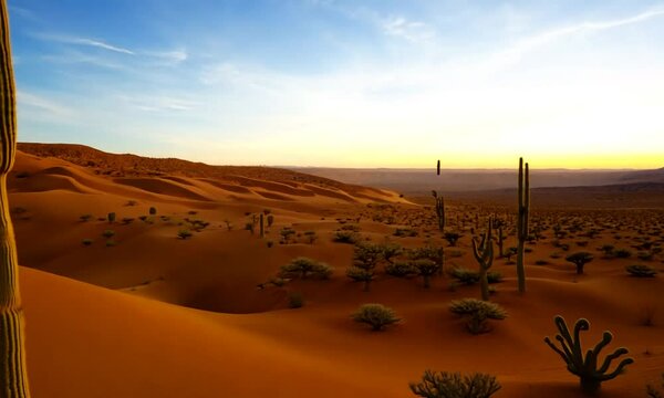 Beautiful desert landscape with cact. generative AI