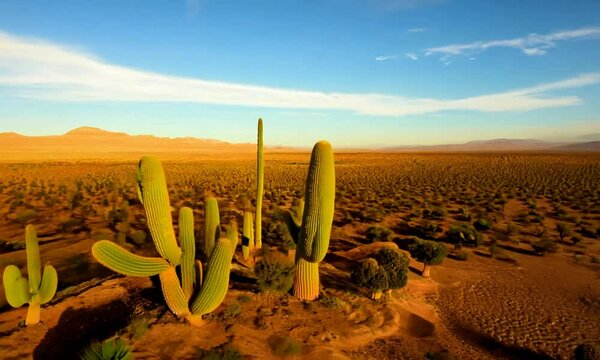 Beautiful desert landscape with cact. generative AI