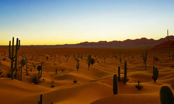 Beautiful desert landscape with cact. generative AI