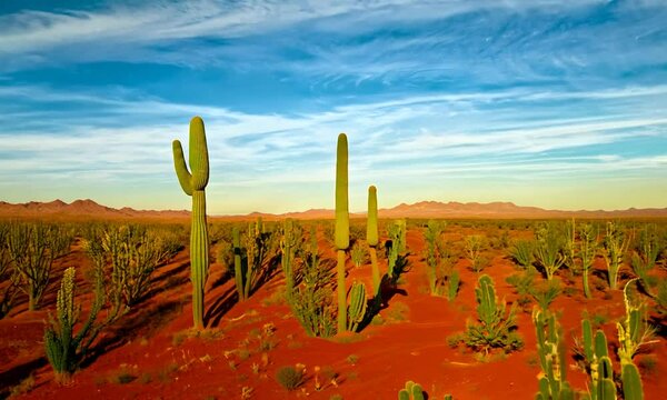 Beautiful desert landscape with cact. generative AI
