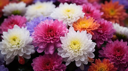 Fototapeta premium Colorful chrysanthemums close-up