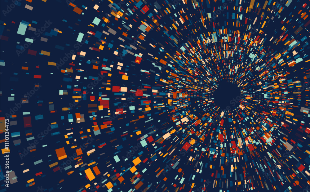 Poster Big data visualization. Social network, financial analysis of complex databases. Data mining. Vector technology background. Information analytics concept.
