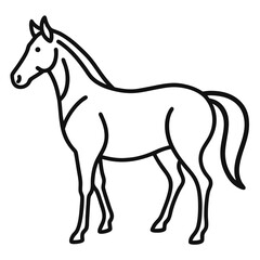 horse thin black line vector animal