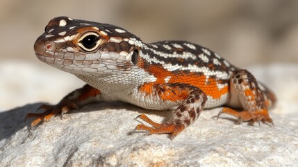 Naklejka premium Lizard Basking on Rock with Glistening Scales