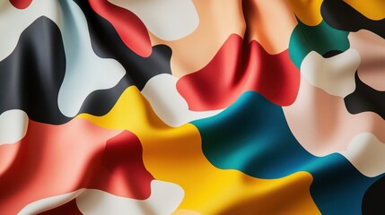 A dynamic scene of a collection of colorful, abstract patterns blending into a single, unified design on a smooth surface