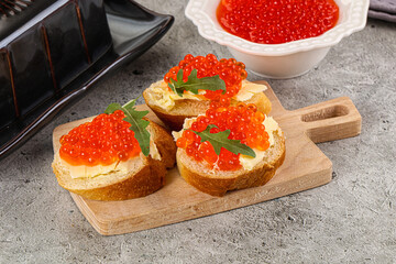 Luxury toast with red caviar