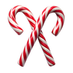 Classic Red and White Striped Christmas Candy Canes on transparent background png cutout