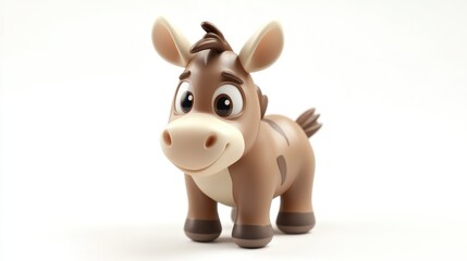 Obraz premium cute 3d cartoon donkey isolated on white