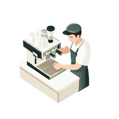 Barista making coffee.