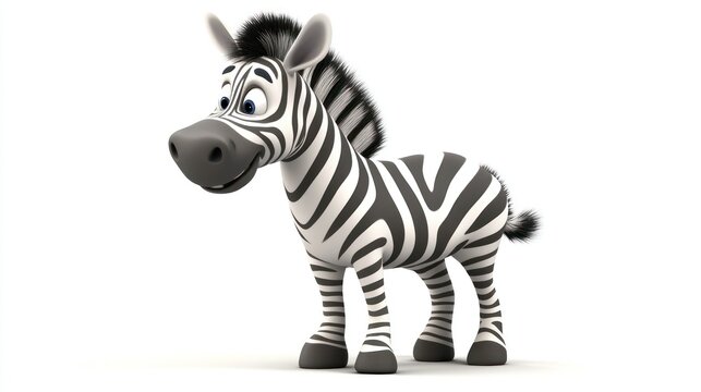 cute 3d cartoon zebra isolated on white