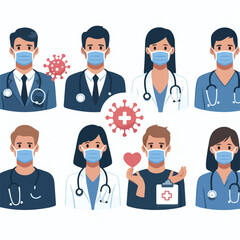 People with medical face mask coronavirus vector image  icon  on a white background