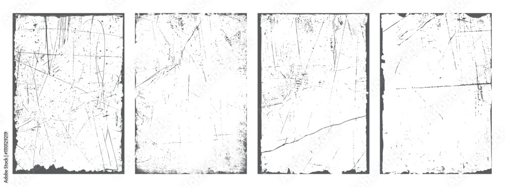 Poster frame border. overlay textures set stamp with grunge effect. old damage dirty grainy and scratches. 