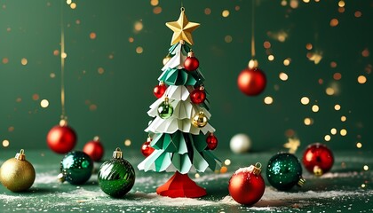 Festive holiday celebration with a handmade christmas tree cozy home environment cheerful decor vibrant colors joyous atmosphere for family gatherings