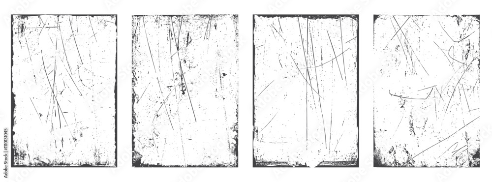 Poster frame border. overlay textures set stamp with grunge effect. old damage dirty grainy and scratches. 