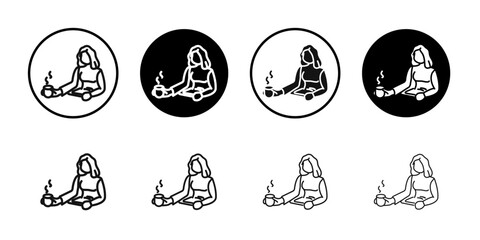 Businesswoman drink coffee icon Symbol mark in filled style