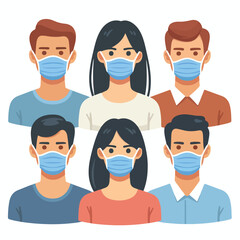 People with medical face mask coronavirus vector image  icon  on a white background