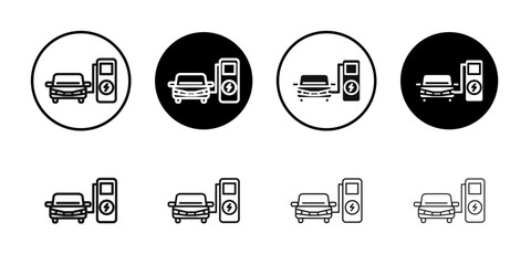 Electric Car Charging icon Symbol mark in filled style