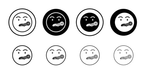 Face with thermometer emoji icon Symbol mark in filled style