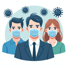 People with medical face mask coronavirus vector image  icon  on a white background