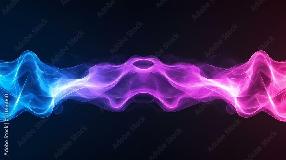 Poster the image contains an abstract representation of flowing, luminous waves. the waves transition smoot