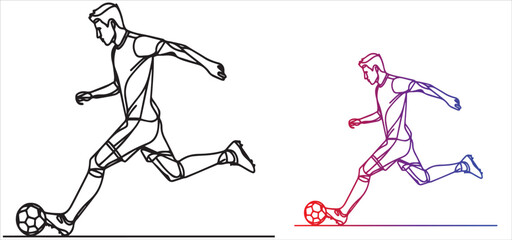 continuous Line art of Soccer player vector illustration