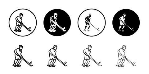 Hockey player with stick and a washer icon Symbol mark in filled style