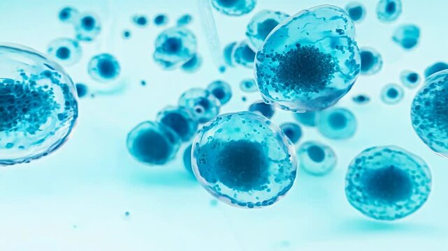 Stem cell discovery: intricate microscopic of stem cells remarkable characteristics, foundations of growth and healing, crucial for advancements in regenerative medicine, therapeutic applications.