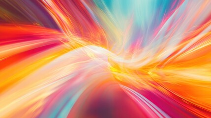 Obraz premium A dynamic visual of abstract multi-colored light reflections coming together to create a radiant, unified display on a smooth backdrop