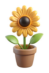 Obraz premium Colorful Sunflower in Pot Illustration Cheerful and Vibrant Bloom