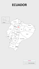 Ecuador Map. State map of Ecuador. Administrative map of Ecuador with states names in outline.