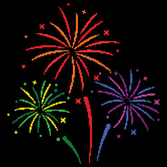 Vector illustration, cross stitch firework, fireworks, colorful fireworks, colorful fireworks effect, fireworks light, wallpaper, celebration background, new year, image for download
