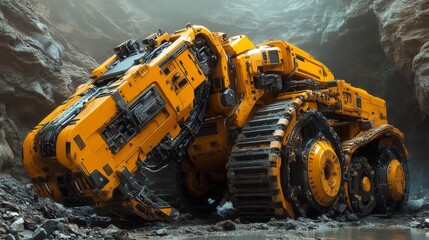 Advanced Robotic Mining Vehicle in Futuristic Setting