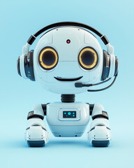 Friendly robot assistant with headset
