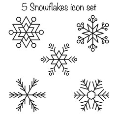 5 snowflakes icon set