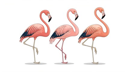 Flamingo seamless pattern on a background of tropical leaves. Popular background