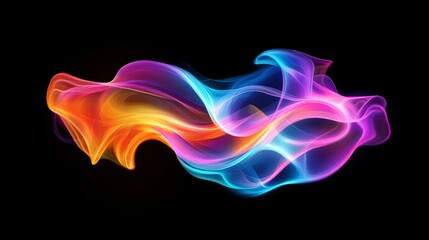 A vivid abstract flame capturing light and movement, isolated on a black background