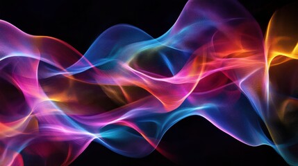 Fototapeta premium A dynamic visualization of multicolored abstract lines forming a vibrant, interconnected web on a neutral background