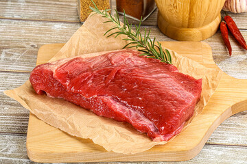 Raw beef flesh for cooking