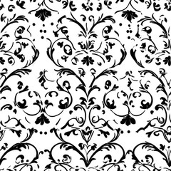 Black and white floral damask pattern.