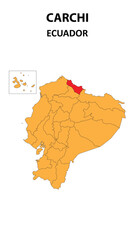 Carchi Map is highlighted on the Ecuador map with detailed state and region outlines.