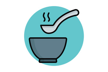 Soup icon. colored outline icon style. bowl with spoon. icon related to meal. meal elements vector illustration