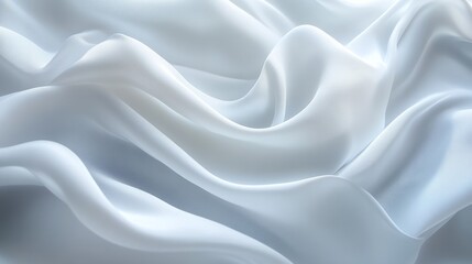 Obraz premium Abstract flowing white waves with subtle shadows, adding dimension to an all-white background