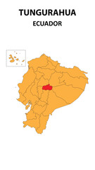 Obraz premium Tungurahua Map is highlighted on the Ecuador map with detailed state and region outlines.