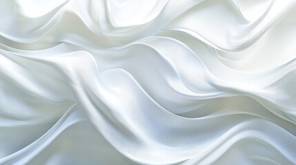 Obraz premium Abstract flowing white waves with subtle shadows, adding dimension to an all-white background