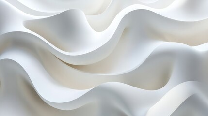Obraz premium Abstract flowing white waves with subtle shadows, adding dimension to an all-white background