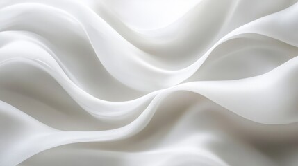 Obraz premium Abstract flowing white waves with subtle shadows, adding dimension to an all-white background
