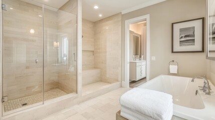 Modern and Stylish Bathroom with Shower and Bathtub