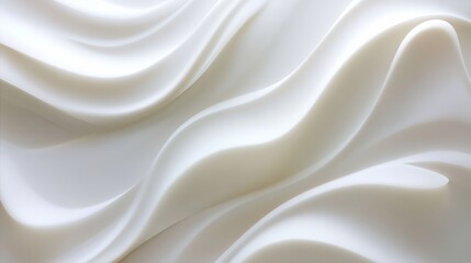Obraz premium Abstract flowing white waves with subtle shadows, adding dimension to an all-white background