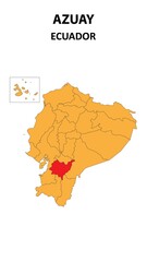 Obraz premium Azuay Map is highlighted on the Ecuador map with detailed state and region outlines.
