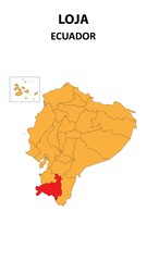 Loja Map is highlighted on the Ecuador map with detailed state and region outlines.